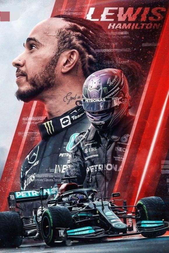 A dramatic poster featuring a race car, a driver in racing gear, and a large portrait of the same driver with braided hair; the background includes red accents, bold text, and a subtle call to action inviting viewers to Purchase IPTV for an enhanced race day experience.